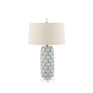 Kelly Stoneware Blue White Ceramic Table Lamp | Gabriella White - SCH-158325