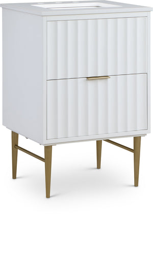 Modernist 24" White Engineered Stone Top And Solid Wood Base Bathroom Vanity | Meridian Furniture - 401White-24