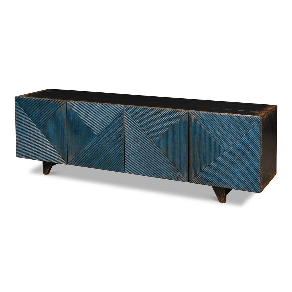 Low Wall Console For Tv Blue | Sarreid - 40373