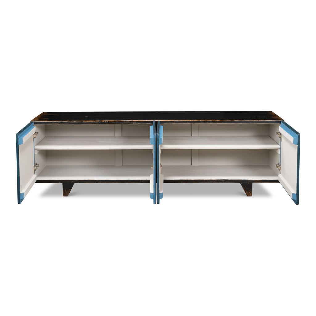 Low Wall Console For Tv Blue | Sarreid - 40373