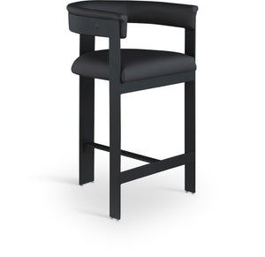 Romeo Black Vegan Leather Upholstered Counter Stool (Set of 2) | Meridian Furniture - 414Black-C