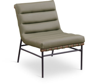Burke Olive Vegan Leather Upholstered Accent Chair | Meridian Furniture - 416Olive