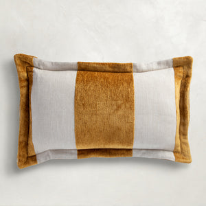 Wide Stripe Chenille Indoor Lumbar Pillow | Gabriella White - SCH-G105-202105