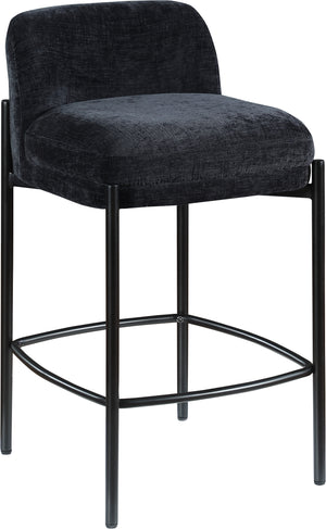 Burton Black Chenille Fabric Upholstered Counter Stool (Set of 2) | Meridian Furniture - 429Black-C