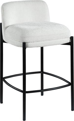 Burton Cream Chenille Fabric Upholstered Counter Stool (Set of 2) | Meridian Furniture - 429Cream-C