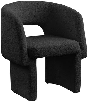 Emmet Black Boucle Fabric Upholstered Dining / Accent Chair | Meridian Furniture - 438Black-C