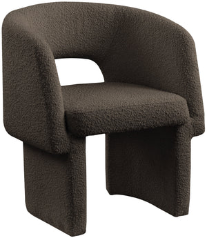 Emmet Brown Boucle Fabric Upholstered Dining / Accent Chair | Meridian Furniture - 438Brown-C