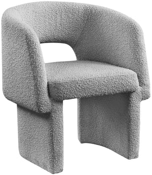 Emmet Grey Boucle Fabric Upholstered Dining / Accent Chair | Meridian Furniture - 438Grey-C