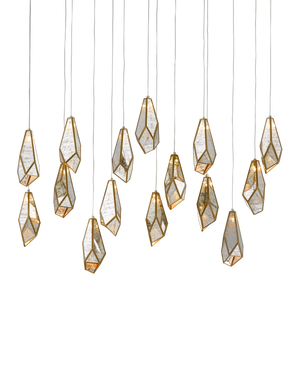 Currey & Co Glace Mirror 15-Light Linear Multi-Drop Pendant | 9000-0706