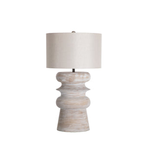Claudius Ceramic Light Washed Wood Table Lamp | Gabriella White - SCH-175113