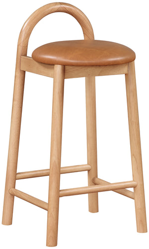 Calvin Cognac Vegan Leather Upholstered Counter Stool | Meridian Furniture - 475Cognac-C