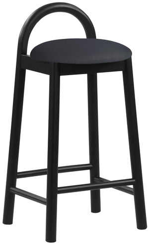 Calvin Black Vegan Leather Upholstered Counter Stool | Meridian Furniture - 476Black-C