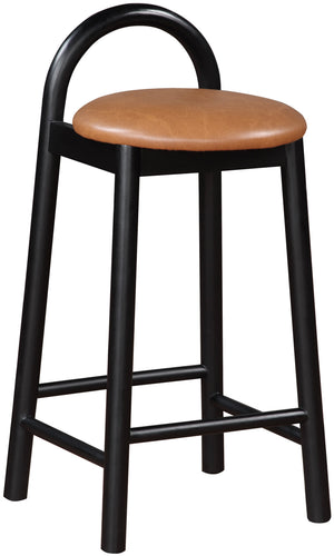 Calvin Cognac Vegan Leather Upholstered Counter Stool | Meridian Furniture - 476Cognac-C