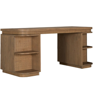Elsa Mindi Wood Desk - 6 Soft-Close Drawers, Blonde Natural | Gabriella White - SCH-175867