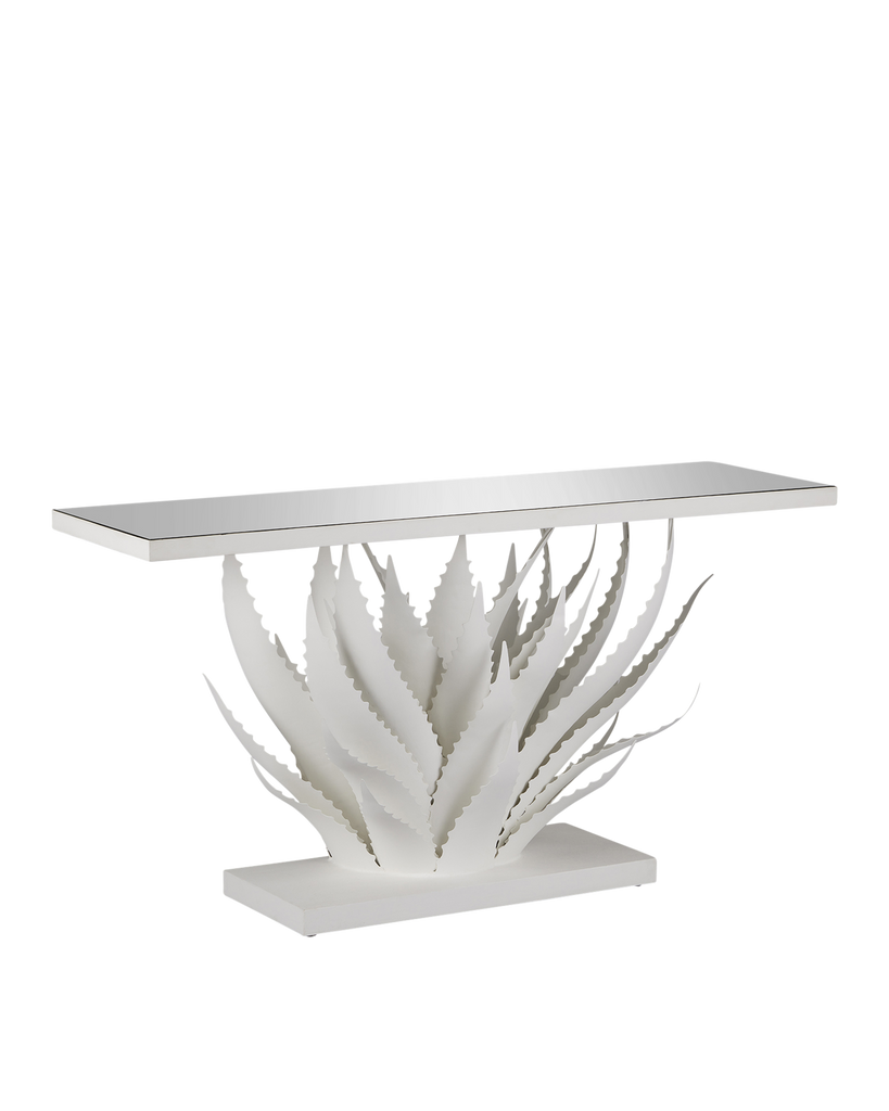 Currey & Co Agave White Console Table | 4000-0168
