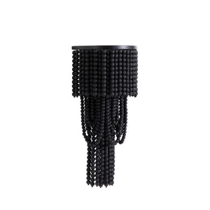 Norton Wood Charcoal Matte Black Beads Wall Sconce | Gabriella White - SCH-175184