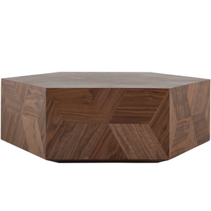 Santiago Wood Hexagon Pedestal Coffee Table | Gabriella White - SCH-175446