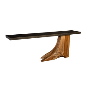 Teak Wood Console Table, Iron Sheet Top | Phillips Collection - TH89260
