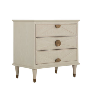 Emberly Oak Wood Nightstand - 3 Drawers, Ceruse White | Gabriella White - SCH-175413