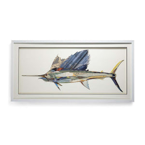 Two's Company Swordfish Paper Collage Wall Art - Paper/PS/Glass