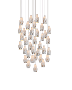 Posh 36-Light Round Multi-Drop Pendant - White | Currey & Co - 9000-1276