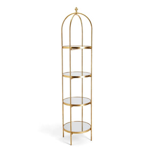 Two's Company Golden Etagere with 4 Mirror Glass Shelves