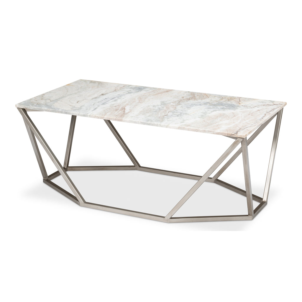 Trapezoid Coffee Table Marble Top | Sarreid Ltd - 53152