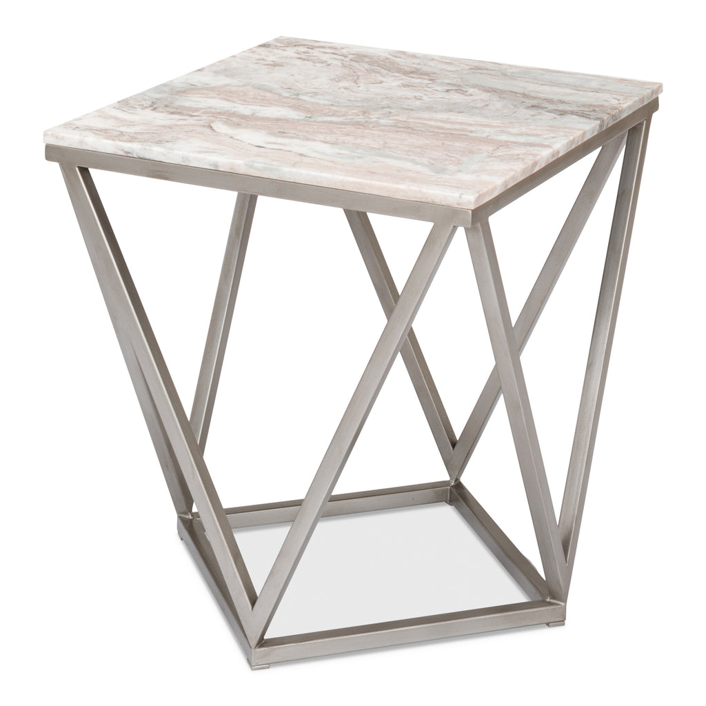 Trapezoid Side Table Marble Top | Sarreid Ltd - 53153
