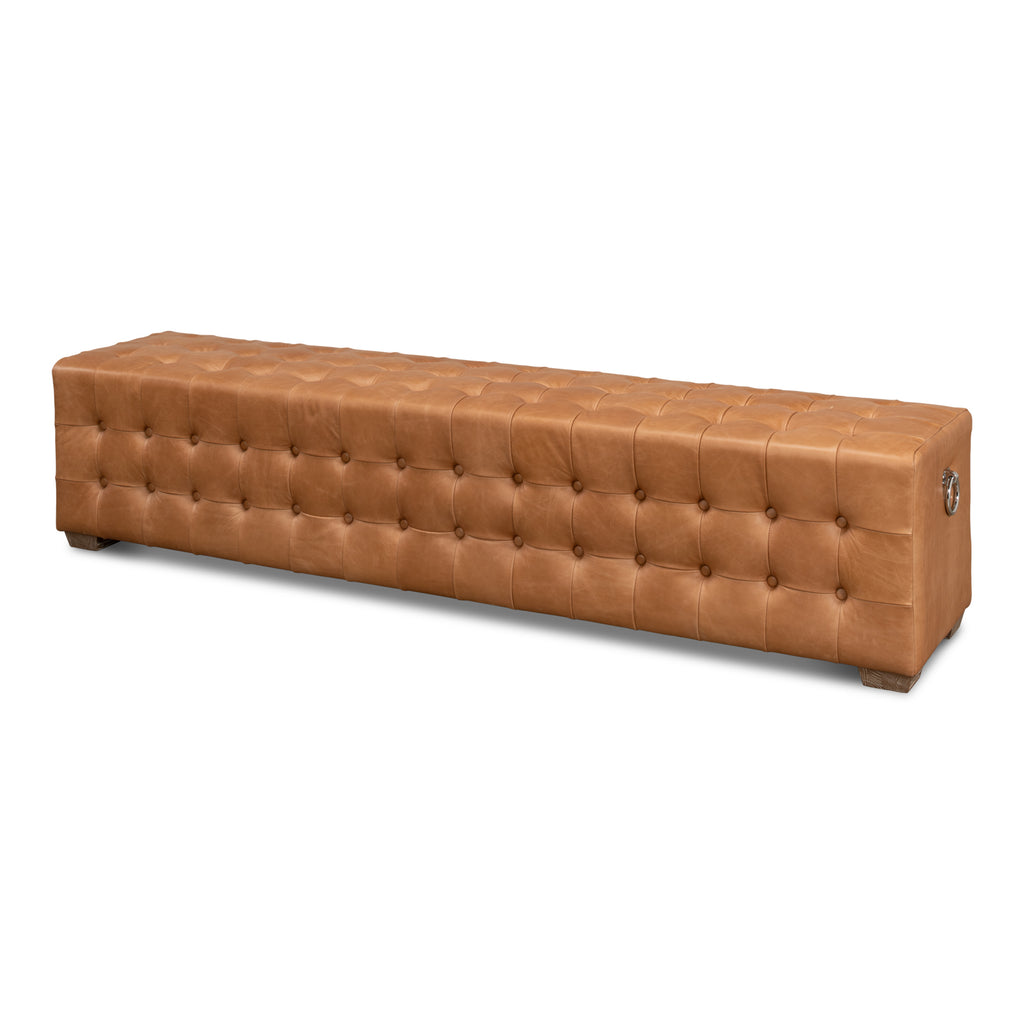 Beam Bench Tufted Leather | Sarreid - 53544
