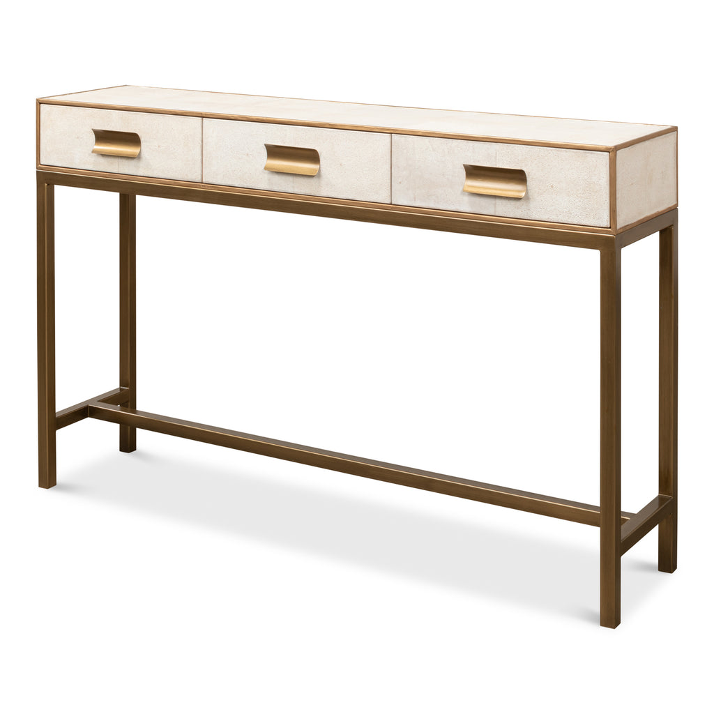 Gideon Shagreen Console Osprey White | Sarreid - 53553-4