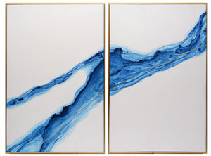 Fluidity (Set Of 2) - 40" X 60" - Gold Floater Frame | Sunpan Furniture - A0211