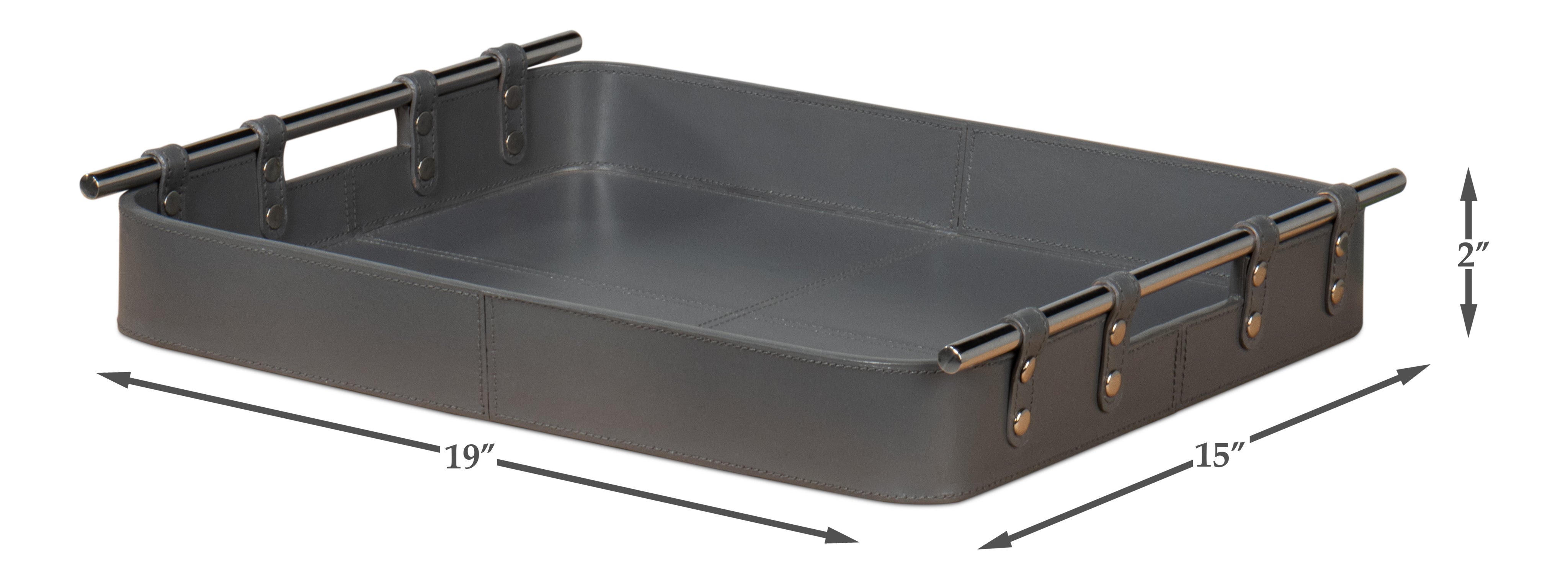 Safari Leather Tray, Quiet Shade | Sarreid - 54008-1