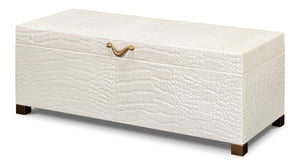 Lyle Leather Box, Pearl | Sarreid - 54012-2