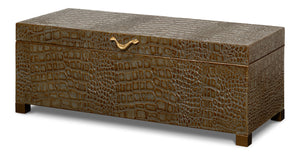 Lyle Leather Box, Antique Green | Sarreid - 54012-3