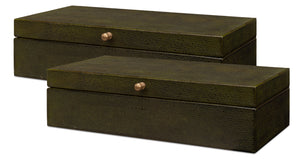 Gatsburg Shagreen Box, Leaf, Set Of 2 | Sarreid - 54078-3