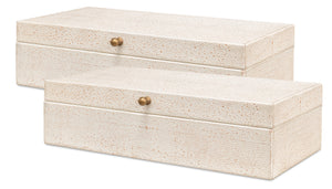 Gatsburg Shagreen Box, Osprey White, S/2 | Sarreid - 54078-4