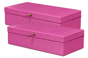 Gatsburg Shagreen Box, Pink, Set Of 2 | Sarreid - 54078-PINK