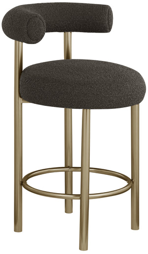 Bordeaux Brown Boucle Fabric Upholstered Counter Stool (Set of 2) | Meridian Furniture - 547Brown-C