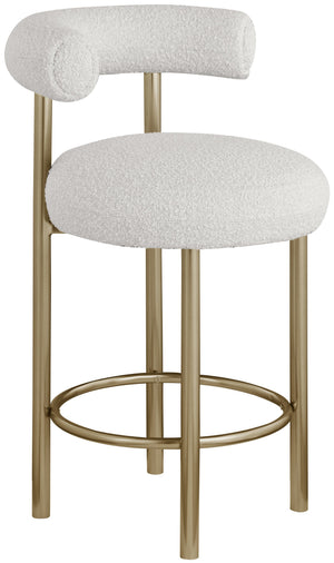 Bordeaux Cream Boucle Fabric Upholstered Counter Stool (Set of 2) | Meridian Furniture - 547Cream-C