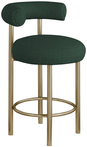 Bordeaux Green Boucle Fabric Upholstered Counter Stool (Set of 2) | Meridian Furniture - 547Green-C
