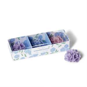 Set of 3 Hydrangea Floral Blooms Scented Candles in Gift Box | Two's Company - 54934