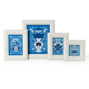 Set of 4 Chinoiserie Blue and White Framed Wall Art Includes: 4x4, 5x7, 6x8, 8x10 | Two's Company - 55146