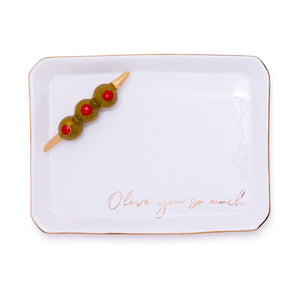 Olive Icon Trinket Tray with Saying in Gift Box | Two's Company - 55197-01