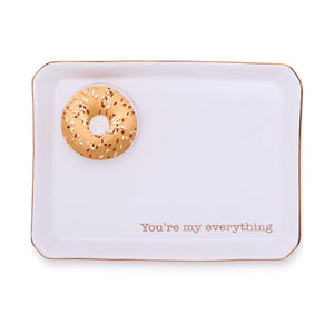 Bagel Icon Trinket Tray with Saying in Gift Box | Two's Company - 55197-03