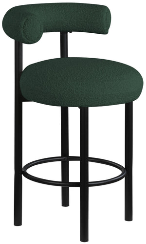 Bordeaux Green Boucle Fabric Upholstered Counter Stool (Set of 2) | Meridian Furniture - 551Green-C