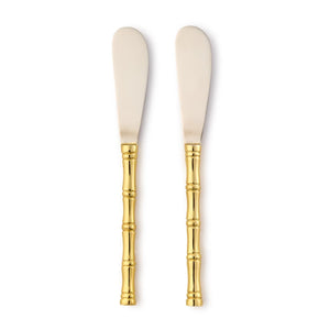 Set of 2 Gold Bamboo Spreader on GC | Two's Company - 55338