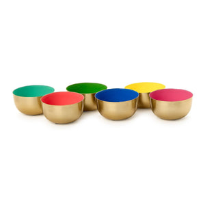 Set of 6 Small Metal Bowls with Enamel Incl 6 Colors | Two's Company - 55390