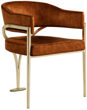 Madelyn Cognac Velvet Upholstered Dining Chair (Set of 2) | Meridian Furniture - 553Cognac-C