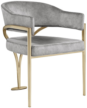 Madelyn Grey Velvet Upholstered Dining Chair (Set of 2) | Meridian Furniture - 553Grey-C