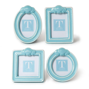 Set of 4 Blue Shell Photo Frame Incl 4 Styles | Two's Company - 55417
